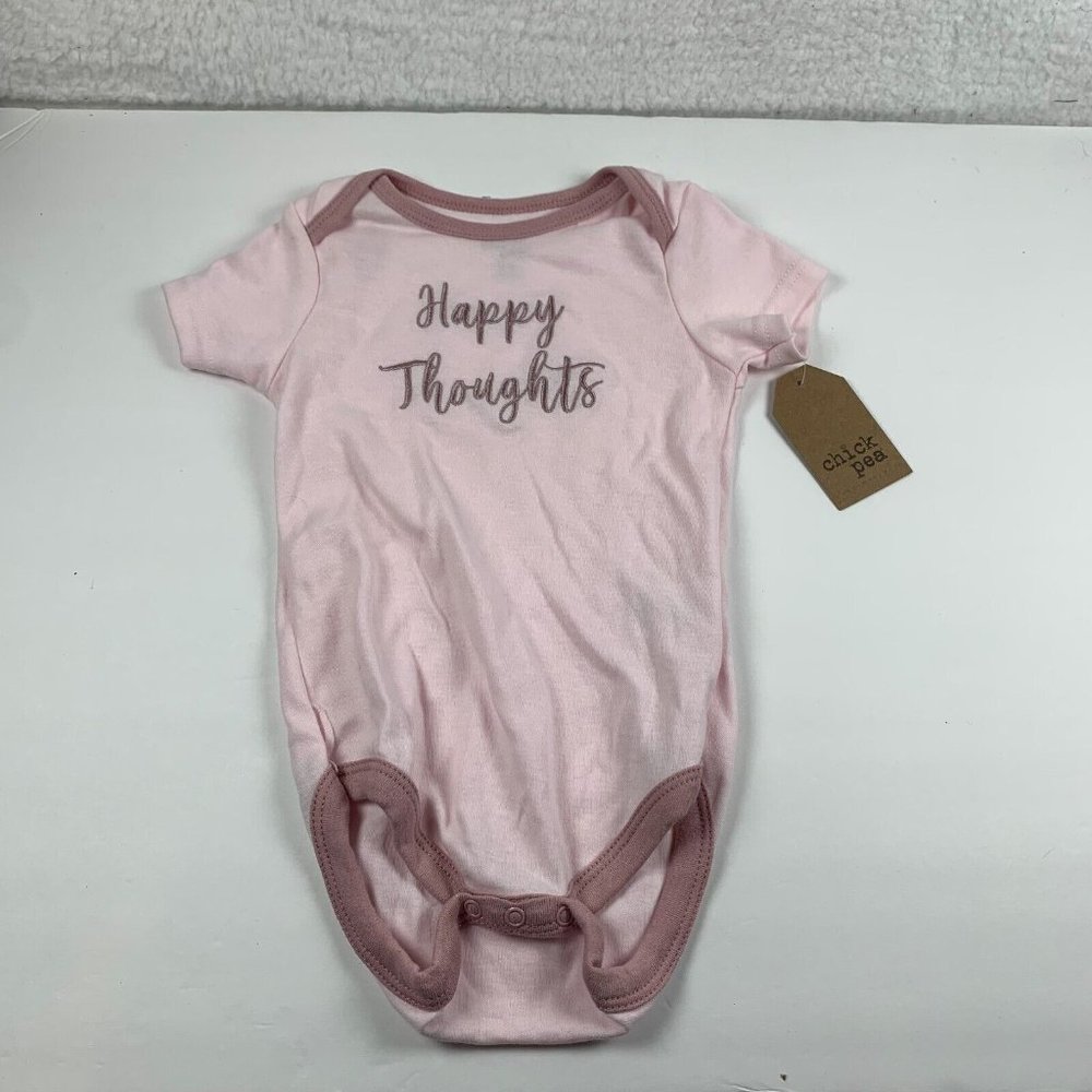Chick Pea bodysuit Girls 18 M Pink Happy Thoughts‎ Crew Neck Short Sleeve 6211